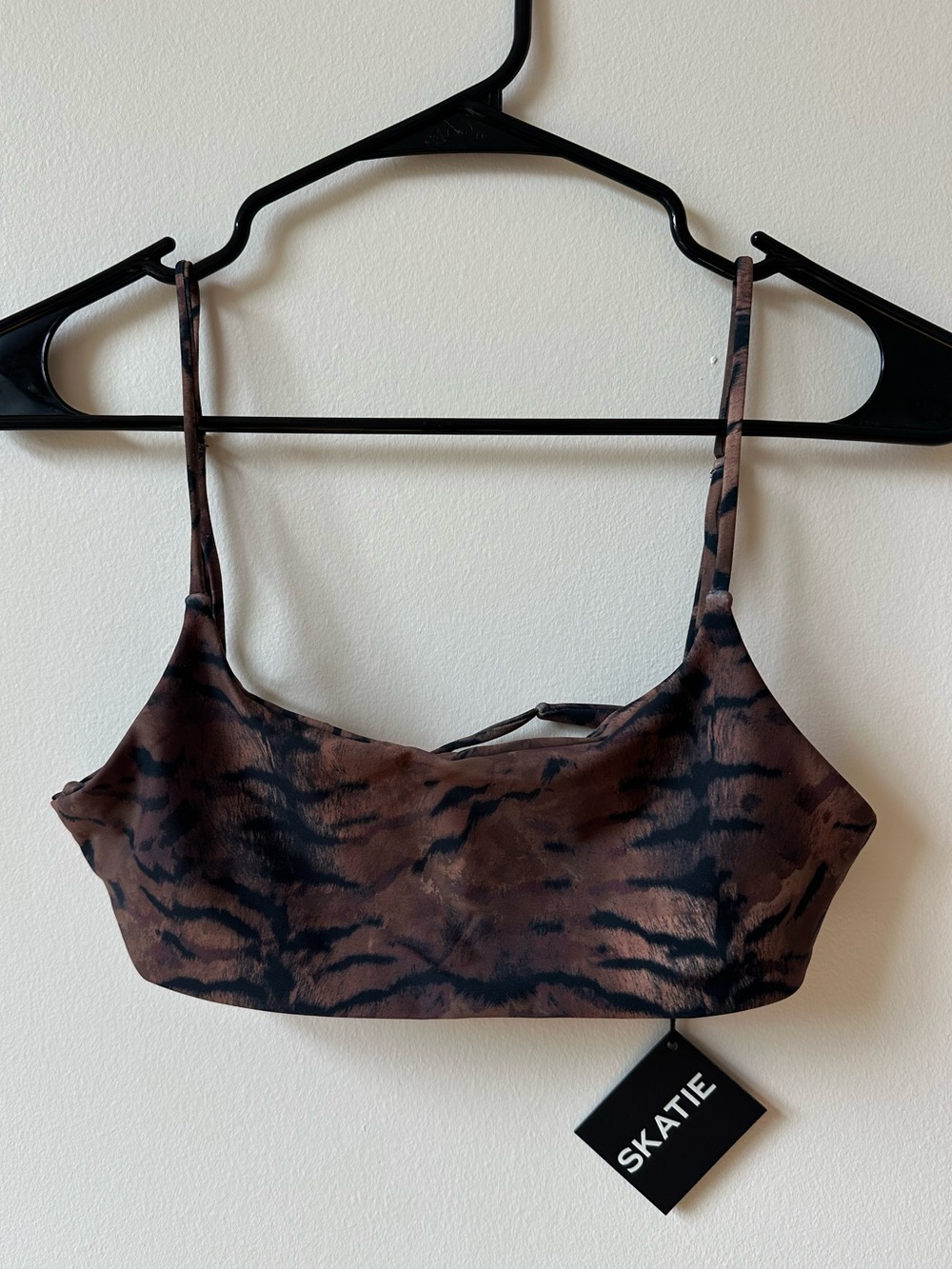 Skatie Brown & Black Tiger-Print Bikini Top